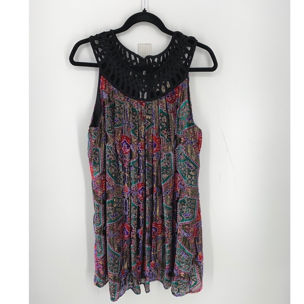 Moulinette Soeurs Silk Blend Metallic Tapestry Velvet Braided Swing Tunic